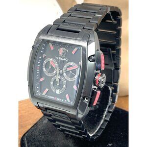 Versace Mens Watch VE6H00623 Swiss Quartz Chronograph Black Dial Stainless Steel